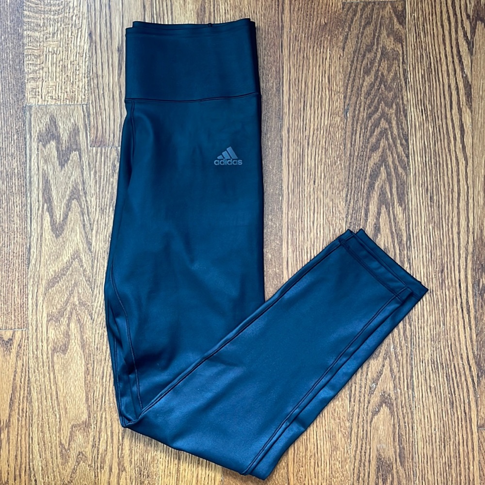 Faux Leather Adidas Fitness Leggings - S